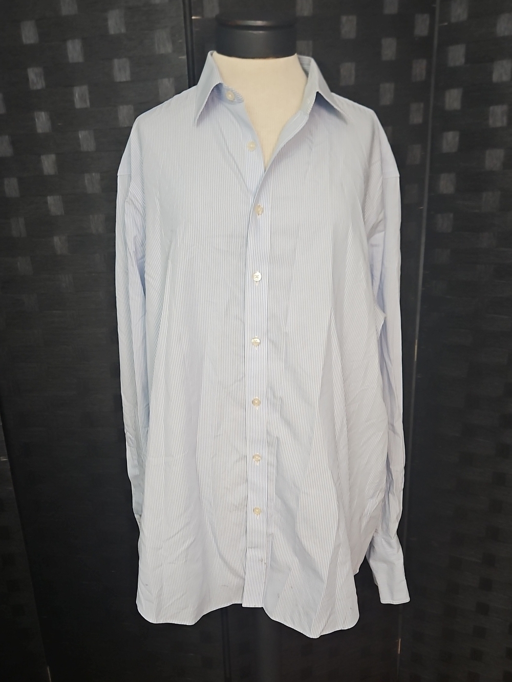 Charles Tyrwhitt Light Blue Pinstripe Dress Shirt French Cuffs Size 17 / 36